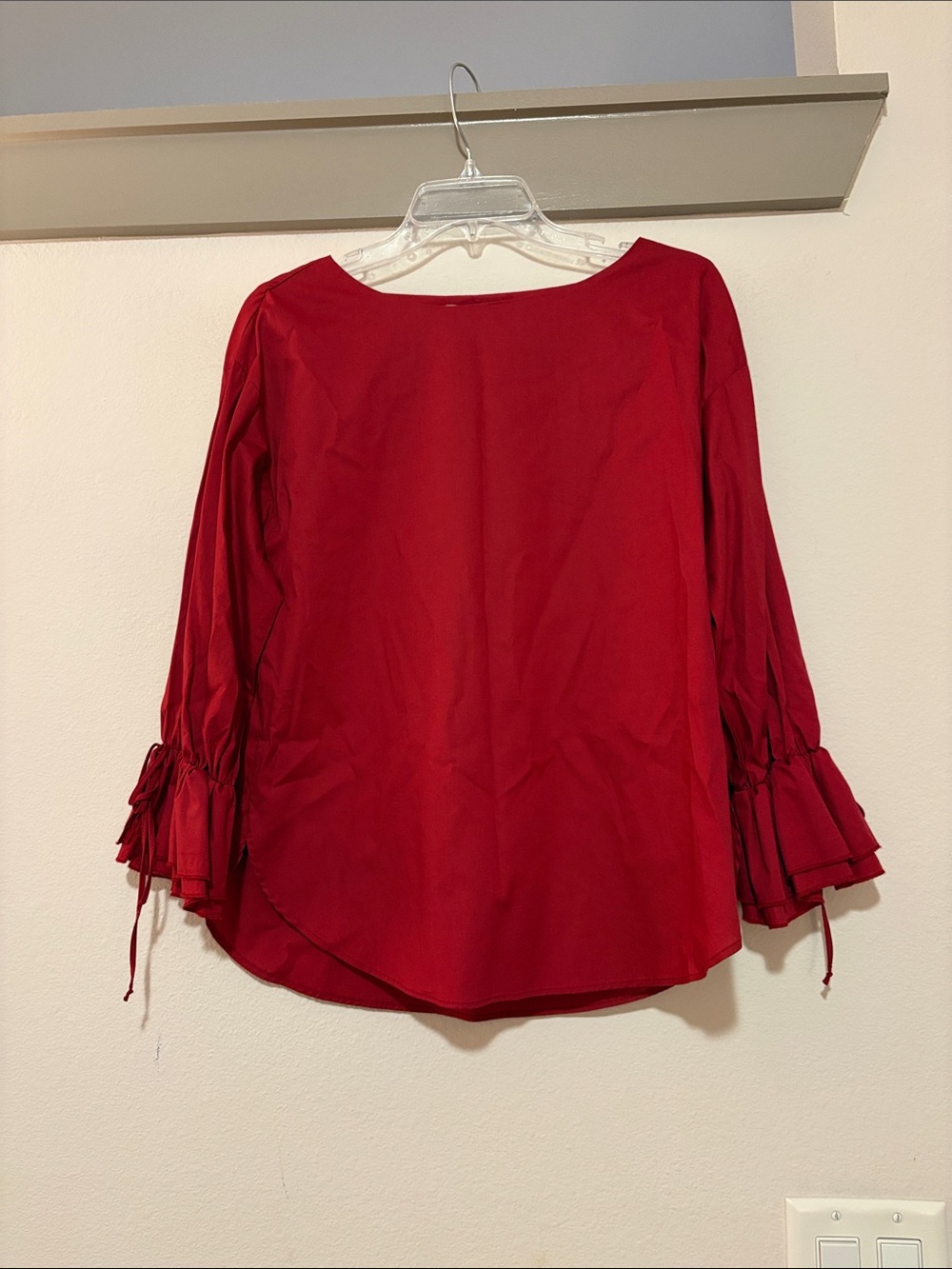 Alpha Studio Red Long Sleeve Blouse SZ 40/INT S NWT